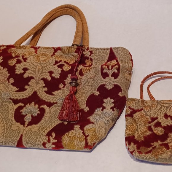 Small tote bag et mini bag Pierre Frey vintage - Velvet Brocade - Picture 14 of 15